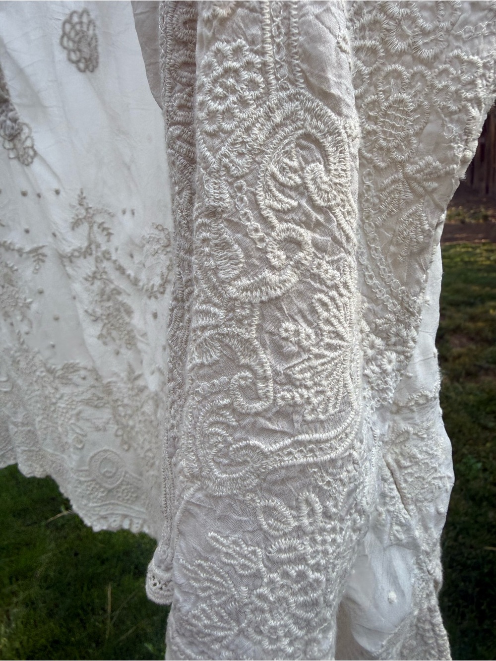 Johnny Was Cream Embroidered Boho Tunic Top - Picture 7 of 8